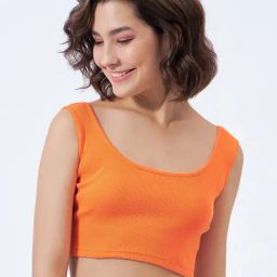 COLOR CAPITAL Orange Cotton Slim Fit Crop Top-image-84