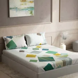 DDecor Geometric Multicolor 136 TC Cotton King Bedsheet with 2 Pillow Covers-picture-10