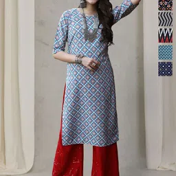 7Threads Women Pack Of 6 Ethnic Motifs Printed Daily Straight Kurtas-image-91