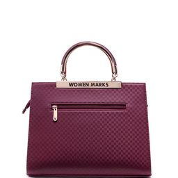 WOMEN MARKS Textured PU Structured Handheld Bag with Cut Work image 3