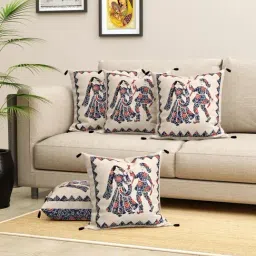 Living Roots Jaipuri Multicolor Cotton Cushion Covers - Set of 5-picture-38