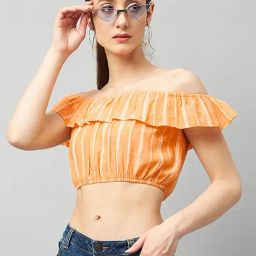 Chimpanzee Mustard Striped Crop Top-image-74