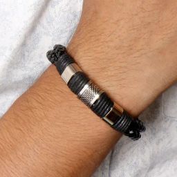 Joker & Witch All Black Logan Braided Multi-strand Black Men's Bracelet-18