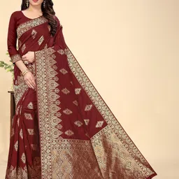 MORDEN MUSE Ethnic Motifs Woven Design Zari Banarasi Saree-picture-19