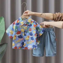 POP STREET KIDS Kids Printed Short Sleeves Shirt With Shorts-26