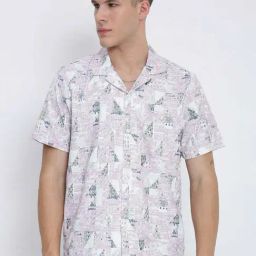 SHOWOFFFF Pink Relaxed Fit Abstract Print Shirt-image-7