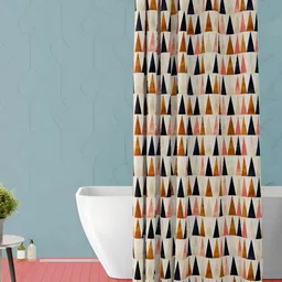 ArtzFolio Beige & Black Printed Waterproof Shower Curtain-image-77