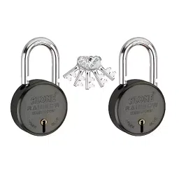 ALONE LOCKS Rainbow 65 mm Alloy Steel ‎Black Matt Antique 5 Same Keys Double Locking Padlock (Pack of 2)-16
