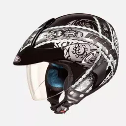 Studds N4 Black Xtra Large (600 mm) Open Face Helmet, Marshall D4 Decor-image-69