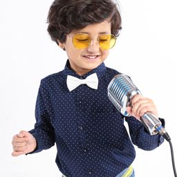 Babyhug Full Sleeves Printed Party Shirt - Navy Blue Black-image-4