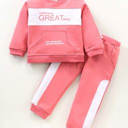 ToffyHouse Full Sleeves Winter Wear Suit Text Print - Onion Pink-picture-23
