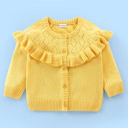 Babyhug 100% Acrylic Knit Full Sleeves Sweater Set With Cable Knit Design - Yellow-image-65