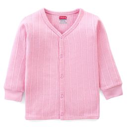 Babyhug Cotton Full Sleeves Thermal Vest Solid Colour - Pink-image-74