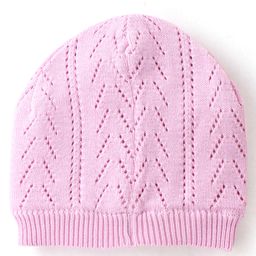 Babyhug 100% Cotton Knit Woollen Caps - Pink-image-22