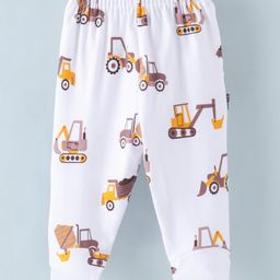 Child World Interlock Cotton Knit Footed Bootie Legging  JCB Print - Yellow & White-image-91