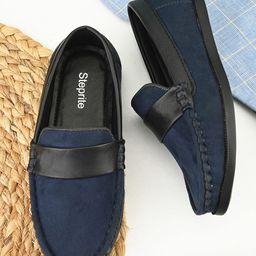 Steprite Colour Blocked Moccasins Loafers - Navy Blue-image-96