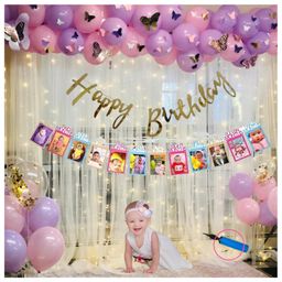 Puchku Premium Happy Birthday Pastel balloon Set for first 1st birthday Theme girls kids ( pack of 76  Multicolor)-picture-28