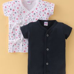 Ben Benny Interlock Knit Half Sleeves Set Of Vests with Solid & Star Print Pack of 2 - Multicolour-image-43