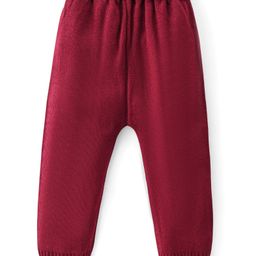 Babyhug Knit Full Length Fleece & Woollen Pant Solid Colour - Maroon-image-6