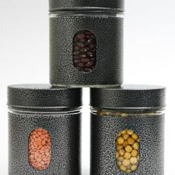 Femora Carbon Steel Jar for Kitchen Storage with Clear Glass Window and Carbon Steel Lid, 300 ml, Set Of 3-image-3