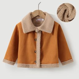Kookie Kids Full Sleeves Collar Neck Winter Jacket With Fur Detailing - Brown-image-51