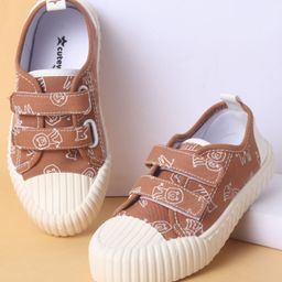 Cute Walk by Babyhug Velcro Closure Shoes with Dino Print - Brown-image-18