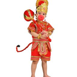 BookMyCostume Gota Lace Embellished Lord Hanuman Costume Set - Red & Golden-image-23
