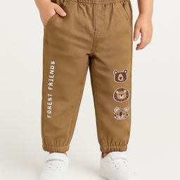Babyoye Twill Woven Full Length Trouser with Animal Patch Applique - Beige-picture-38