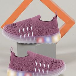 PASSION PETALS Abstract Designed Mesh Detailed LED Slip On Shoes - Onion Pink-image-58