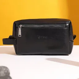 VISMIINTREND Toiletry Pouch for Men Vegan Leather Cosmetic Bag Multi-Compartment Water Resistant Travel Toiletry Bag - Black-picture-12