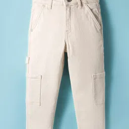 UCB Cotton Woven Full Length Solid Colour Jeans - Off White-picture-34