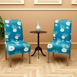 Kuber Industries Set Of 2 Green & White Printed Stretchable Chair Covers-picture-49