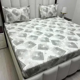Pure Decor Royal Passion Grey Printed Pure Cotton 260TC Queen Bedsheet Sets 2.28m x 2.54m-image-30