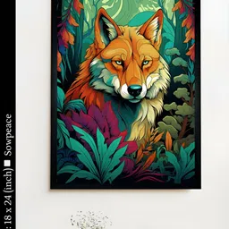 SOWPEACE Green & Purple 1 Piece Canvas Birds and Animals Wall Paintings-image-3