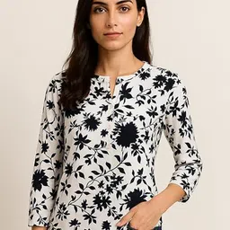 KALINI Women Floral Printed Cotton Straight Top-picture-13