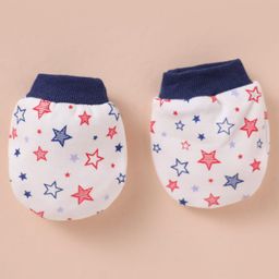 Ben Benny Interlock Knit Cap Mittens & Booties With Star Print - White image 4