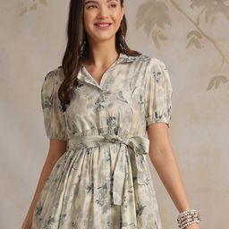 Anouk Floral Printed Tiered Fit & Flare Dress-image-5