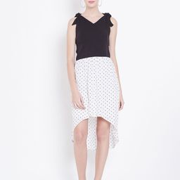 DODO & MOA Women White & Black Printed A-Line Dress-image-79