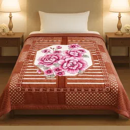 Signature Brown Floral Mild Winter 210 GSM Single Bed Blanket-picture-7