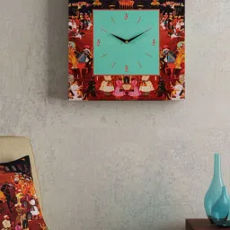 SEJ by Nisha Gupta Green Framed Analogue Wall Clock - Set of 1-image-71