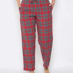 Clovia Red Cotswool Comfort fit Checks Sleepwear Robes-image-56