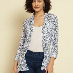 Trend Arrest White Cotton Printed Shrug-79