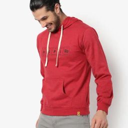 Campus Sutra Maroon Cotton Regular Fit Printed Hooded Sweatshirt-image-71