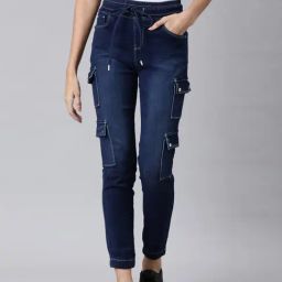 showoffff SHOWOFF Dark Blue Denim Slim Fit Mid Rise Jeans-picture-16