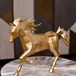 Home4U Gold Resin Blaze Horse Sculpture-image-5