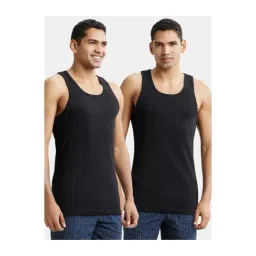 Jockey Black Regular Fit Solid Vests (Pack of 2)-picture-2