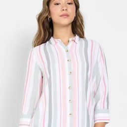 Honey By Pantaloons Seagrass Regular Fit Striped Shirt-image-94