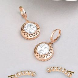 Zaveri Pearls Combo of 2 Rose Gold Cubic Zirconia Brass Stud & Drop Earrings - ZPFK10853-62