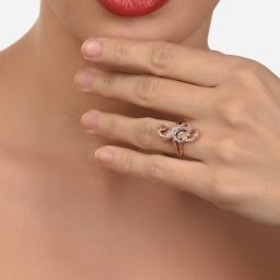 Zaveri Pearls Set Of 2 Rose Gold Peacock Inspired Cubic Zirconia Finger Rings-ZPFK13370 image 3