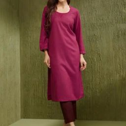 Fabindia Pink Wool Embroidered Long Kurta-picture-29